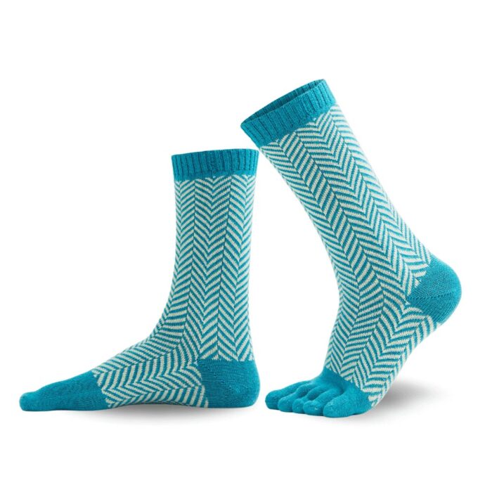 8312 Knitido SILL Zehensocken Wolle-Baumwolle türkis-hellgrün